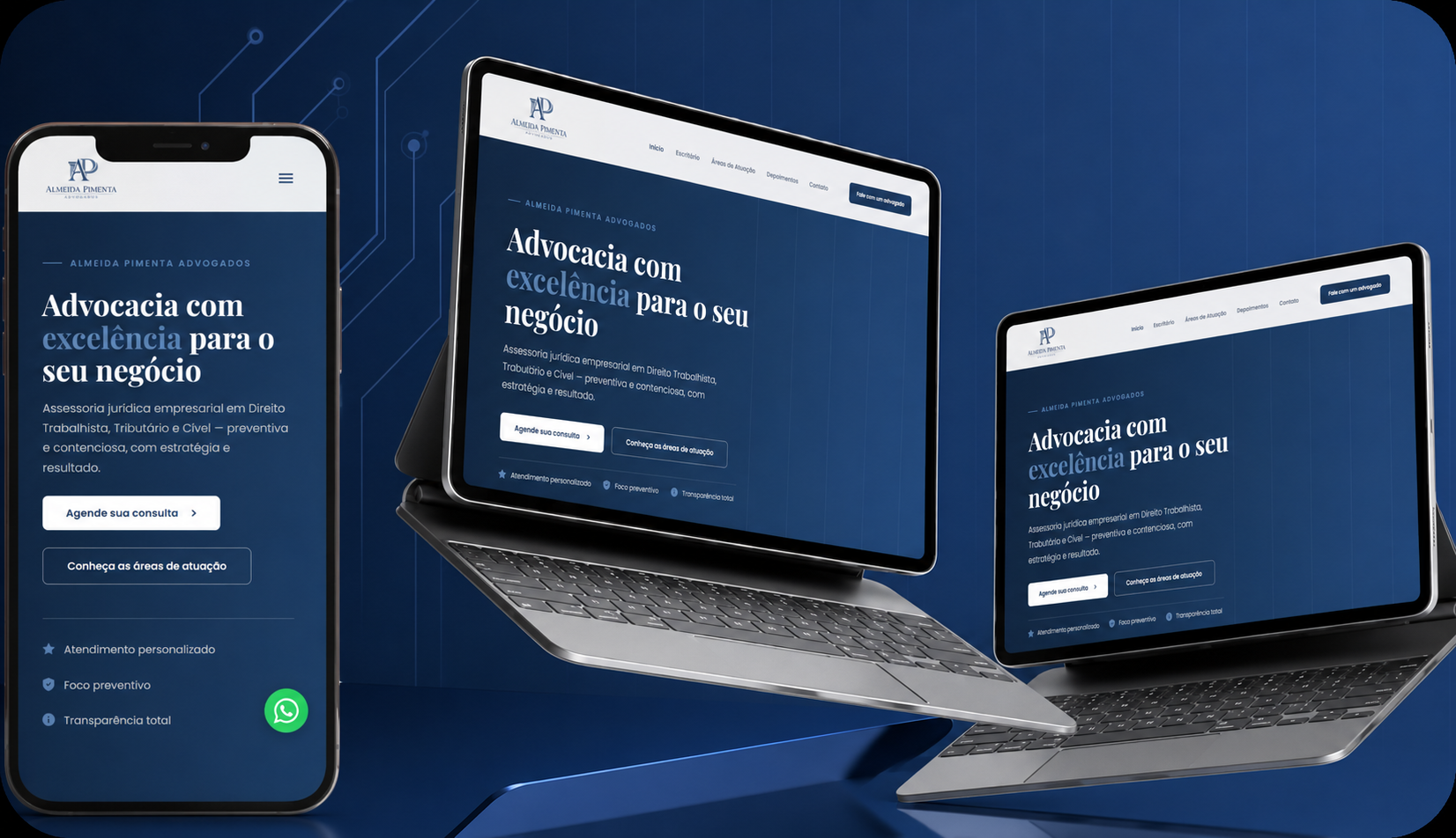 Almeida Pimenta Advogados: Advocacia com excelência, projeto desenvolvido pela VESK