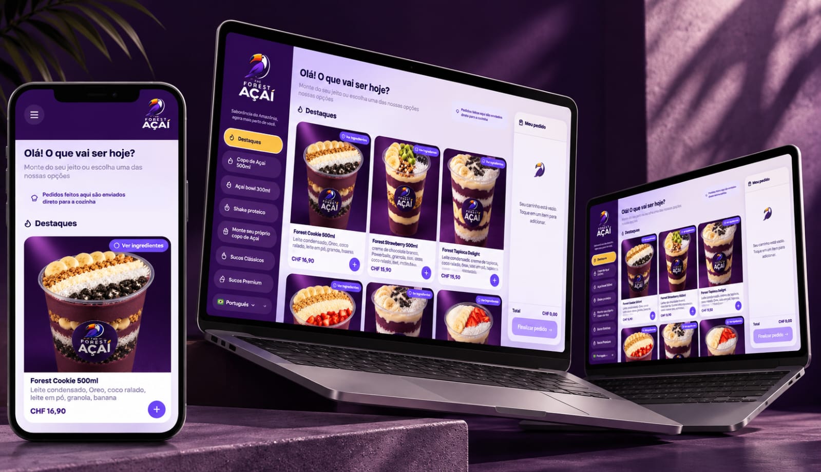 The Forest Açaí: Sistema de pedidos online, projeto desenvolvido pela VESK